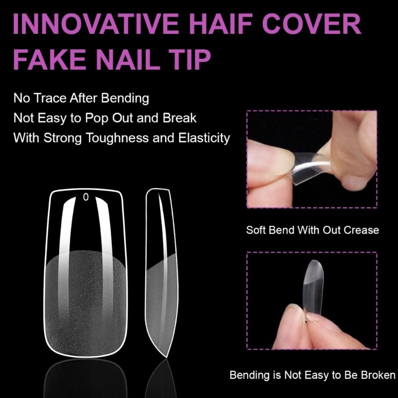 Średnie Kształt Migdała Końcówki Żelowe do Paznokci 550 SZT Wstępnie Wytrawione Przezroczyste Sztuczne Paznokcie Manicure dla Profesjonalistów i Początkujących