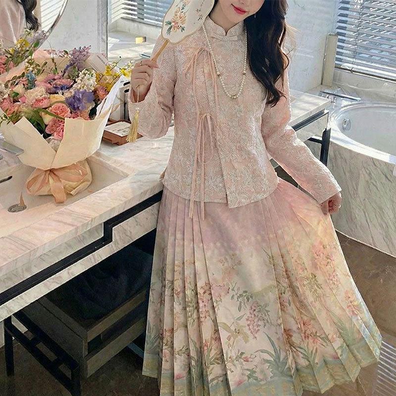 2025 Autumn/Winter Ming Style High-Waisted Ma Mian Skirt - Petite Friendly Hanfu Collection