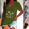 Women's Fashion V-neck Print Pullover Casual Short-sleeved T-shirt