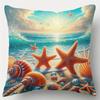 D Ocean Beach Pillowcase Starfish Seashell Cushion Cover Seascape Sunset Sofa Decor Digital Printing Home Textile