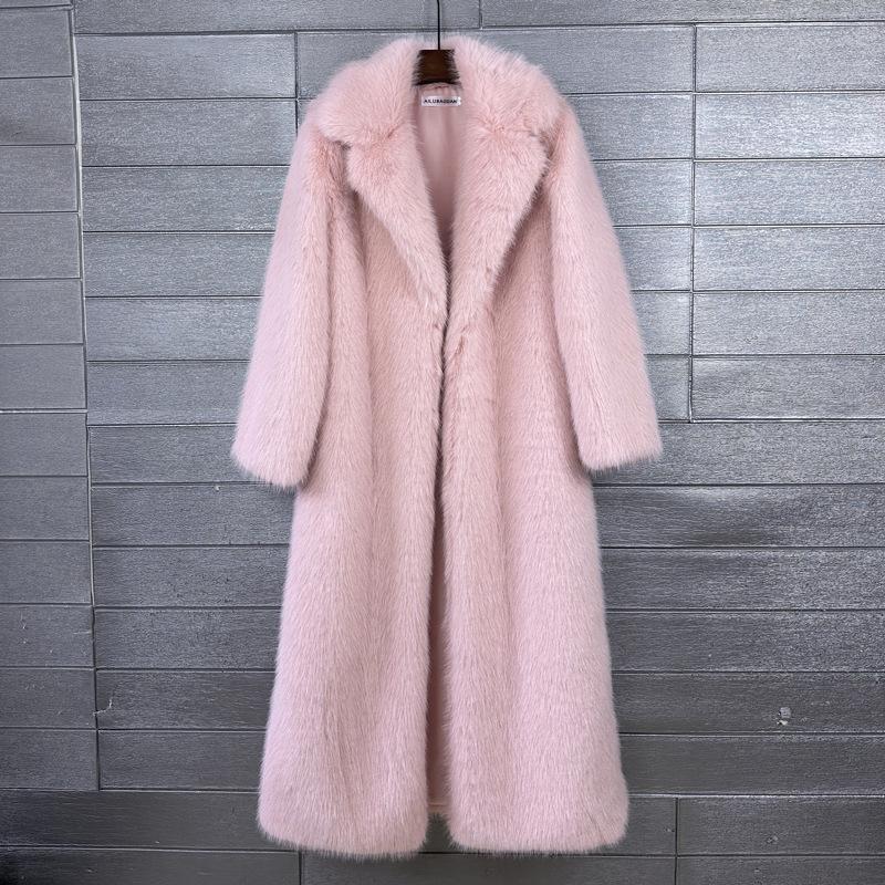 

Толстая имитация Тока Цветная Пушистая Шуба Женская Искусственный Мех Удлиненный Костюмный Воротник Зимнее Женское Пальто M