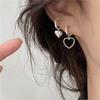 Koreaanse Zwarte Liefdeshart Kwastje Hangende Oorbellen voor Vrouw Asymmetrische Holle Olieverf Statement Oorbel Esthetische Feest Sieraden