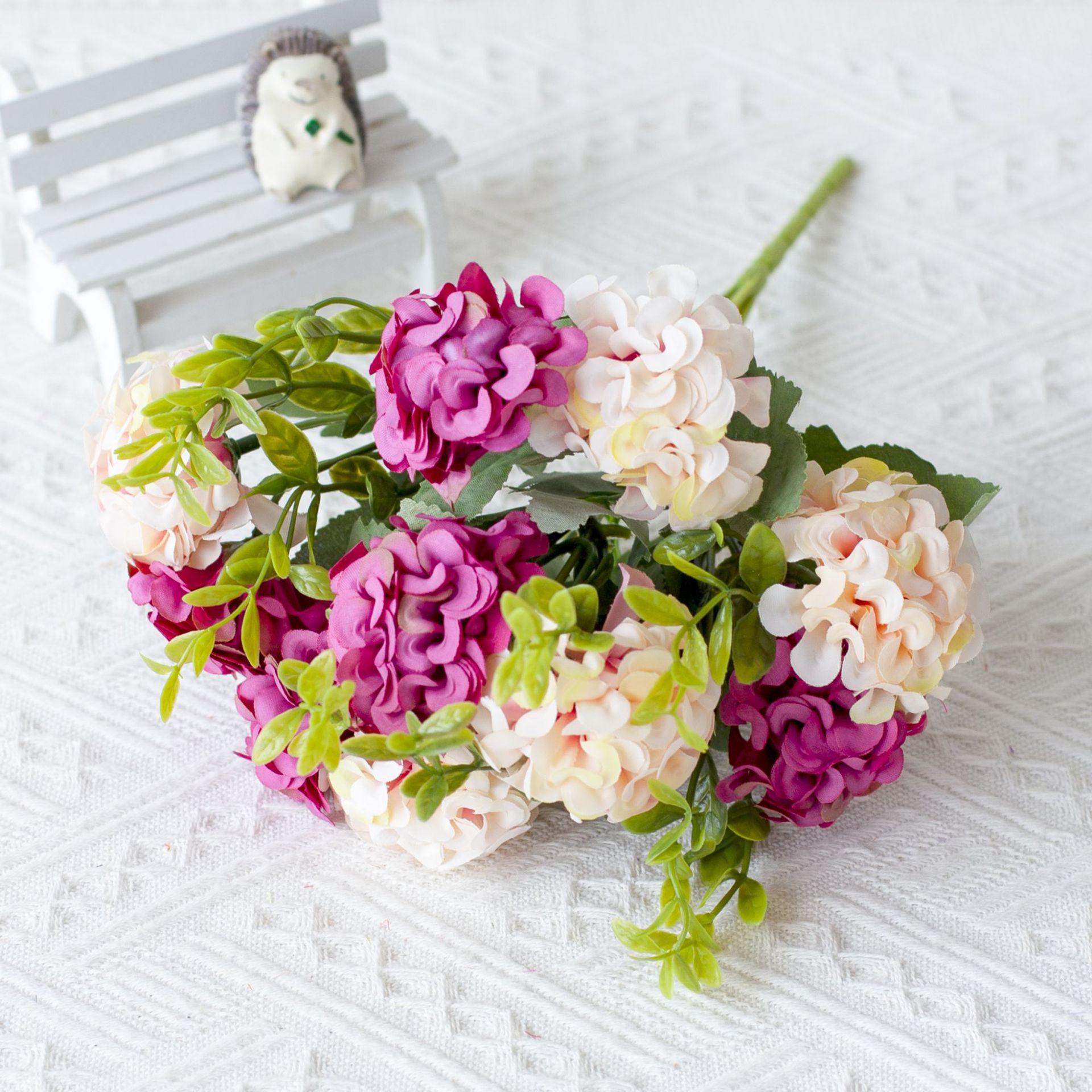 

1PC Artificial Pink Rose Hydrangea Flower White Fake Flower Wedding bridal Bouquet for Home Table Vase Wedding Party DIY Decor