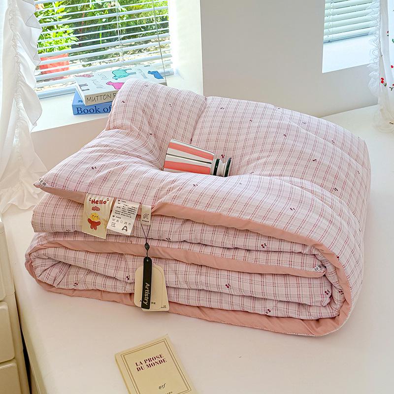 Class A Double-layer Gauze Washed Cotton Quilt - Thickened and Warm for Winter and Spring (3-4 lbs) Single Quilt Core