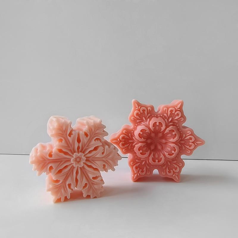DIY Christmas Snowflake Silicone Candle Mold Handmade Soap Aroma Candle Molds Chocolate Candy Baking Tool