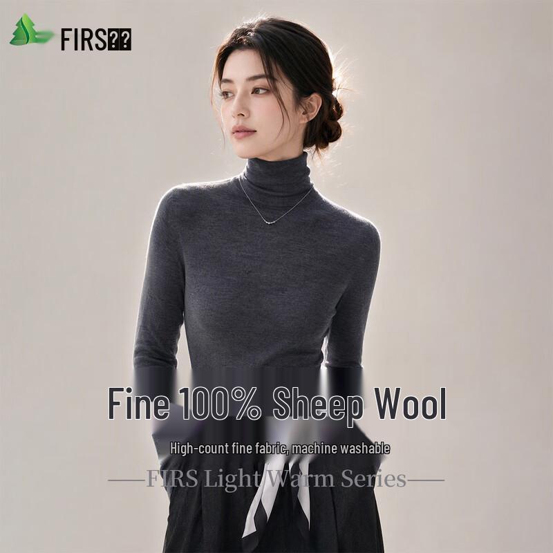 FIRS Women's Seamless 100% Merino Wool Drape Neck Sweater