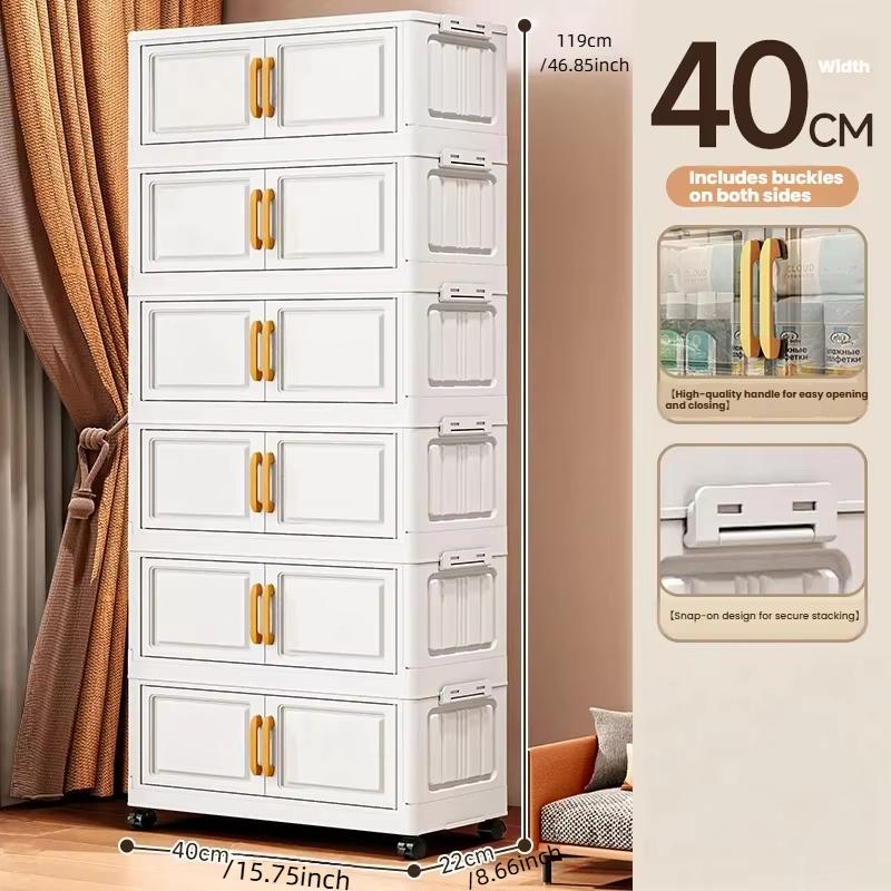 Double-door Living Room Storage Cabinet Folding Floor-standing Storage Box No Installation Required Simple Storage Cabinet