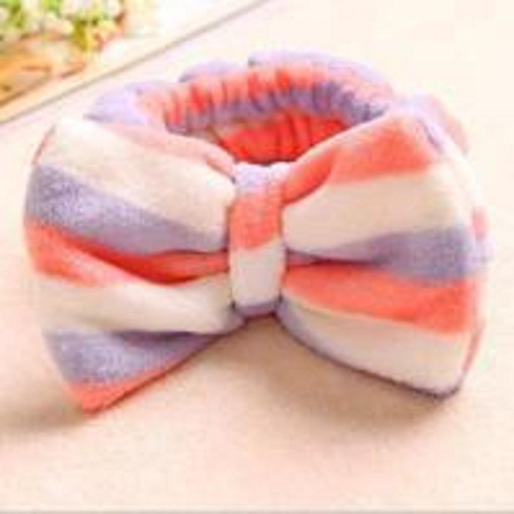 Women Bowknot Design Hairband Makeup Face Washing Hair Coral Velvet Hairband