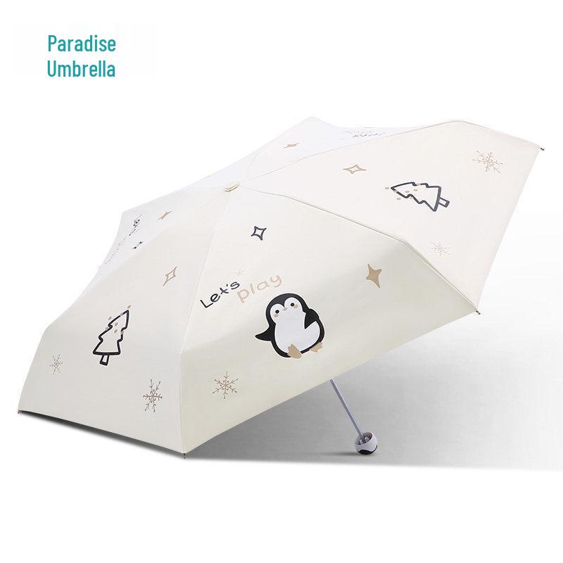 Tianti Compact Panda Sunscreen Umbrella: Five-Fold, Sunny & Rainy Dual-Use, Unisex, Perfect for Students
