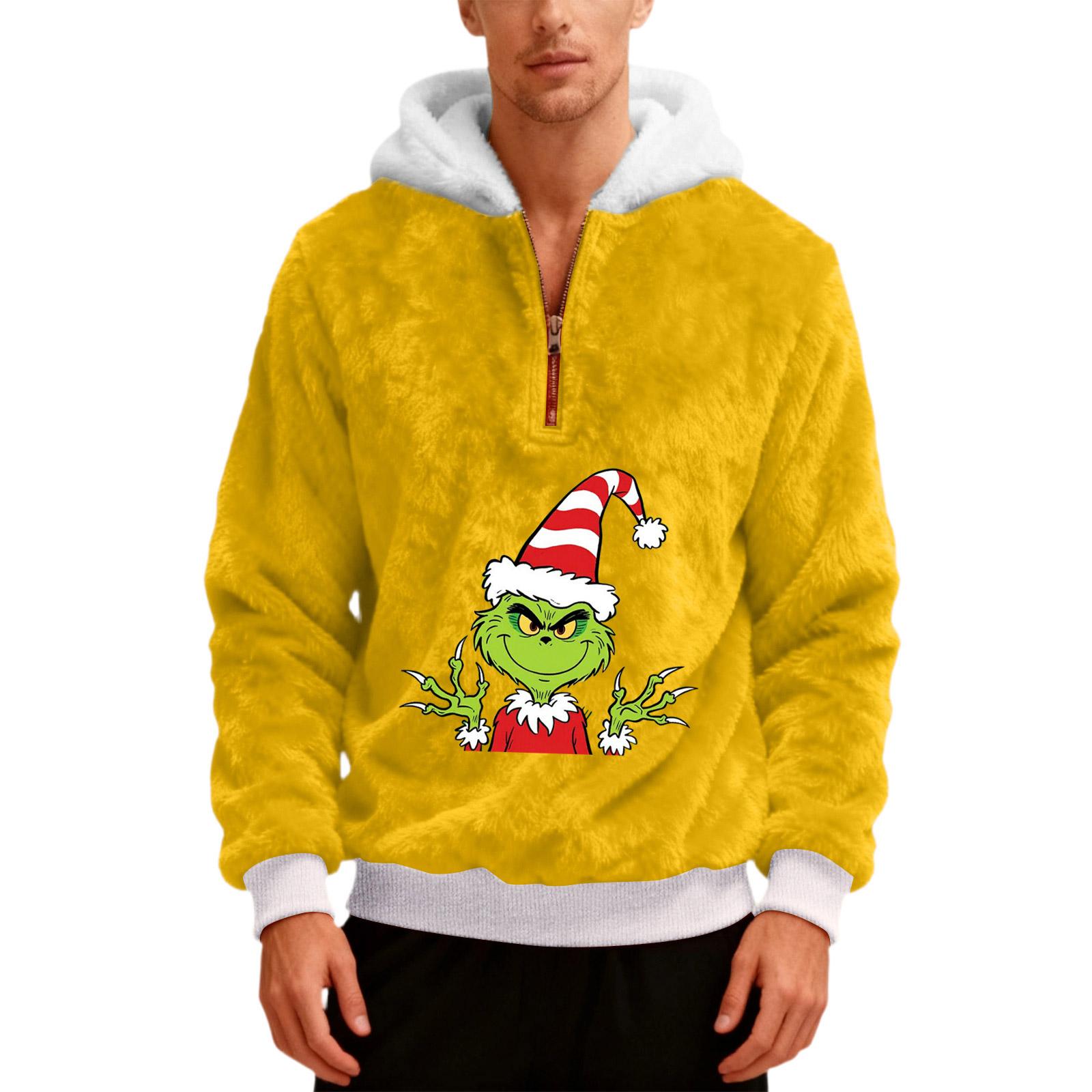 

Мужское плюшевое худи с капюшоном на молнии до середины XL жёлтый