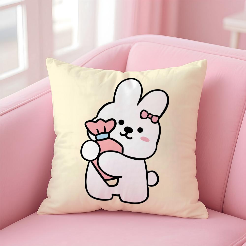 Bakery Animal Cartoon Collection Cushion Cover Linen Pillowcase Cover Soft Decor for Sofa Home Room
