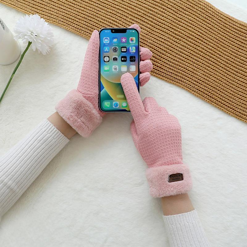 Winter Damen Flauschige Fahrradhandschuhe Mit Winddichtem Design Für Den Außenbereich