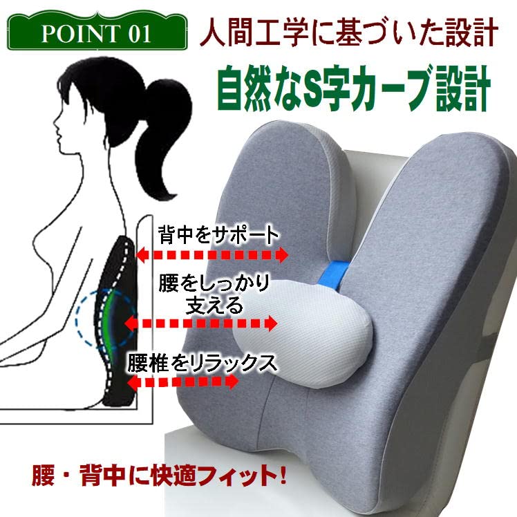 Backrest Cushion Chair Memory Foam Urethane Lower Back Back Pain Back Back Cushion Hunchback Posture Correction Pelvic Support Beautiful Posture Lower