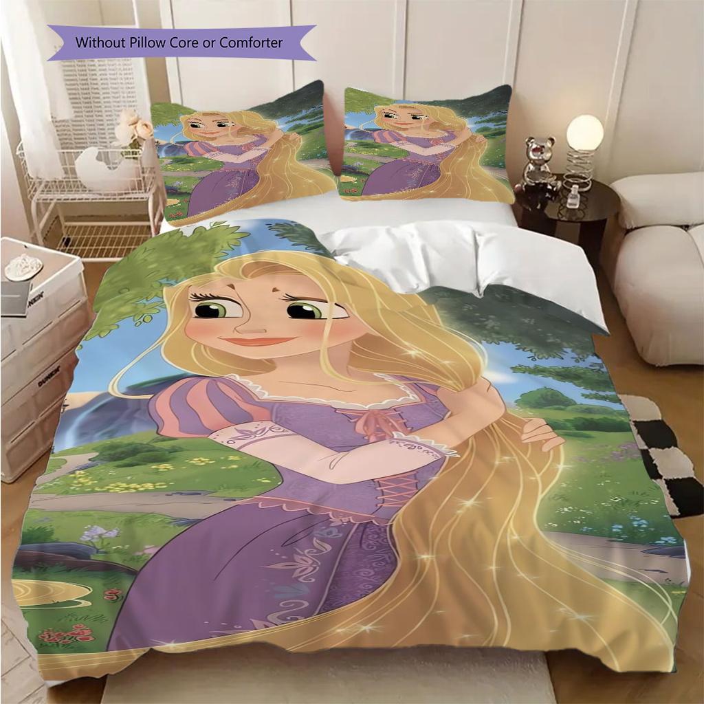 Sweet Fantasy Princess Bedding Set – Rapunzel & JasminePattern printing(1*Duvet Cover + 2*Pillowcase, Without Core),