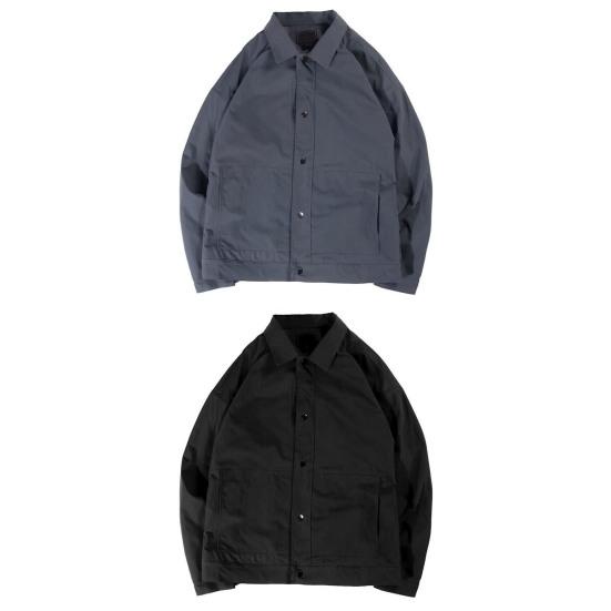 Autumn Winter Men Cargo Coat Solid Color Turndown Collar Windproof Korean Style Relaxed Fit Jacket for Working