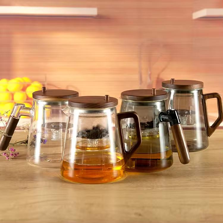 650ml GIANXI Tea Pot Family Glass Teapot Set Transparent High Glass Teacup Kung Fu Teacup Set Flower Teapot Ideal Gift