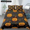 Happy Halloween King Queen Duvet Cover Orange Pumpkin Bedding Set Kids Teens Adults Bats Horror Festival Polyester Quilt Cover