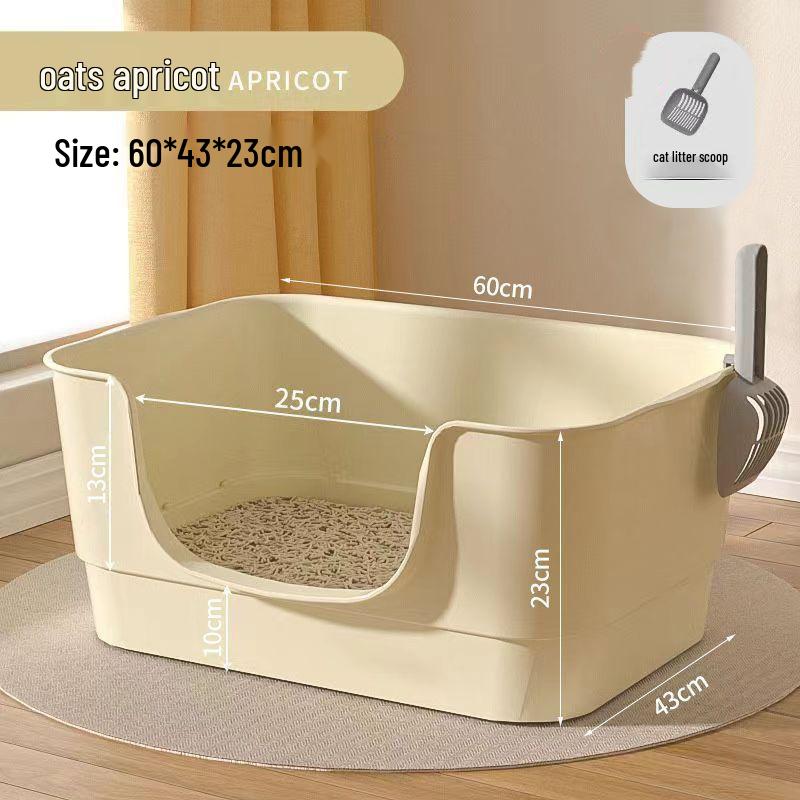 Extra Large Semi-Enclosed Splash-Proof Cat Litter Box for Maine Coons