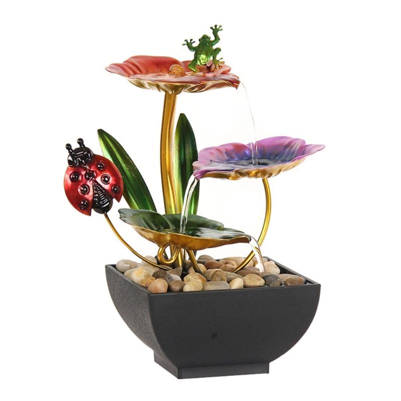Desk Fountain Indoor Waterfall Fountain Flowers Themed 3-Tiers Tabletop Fountain Home Decors for Meditations Relaxation 1