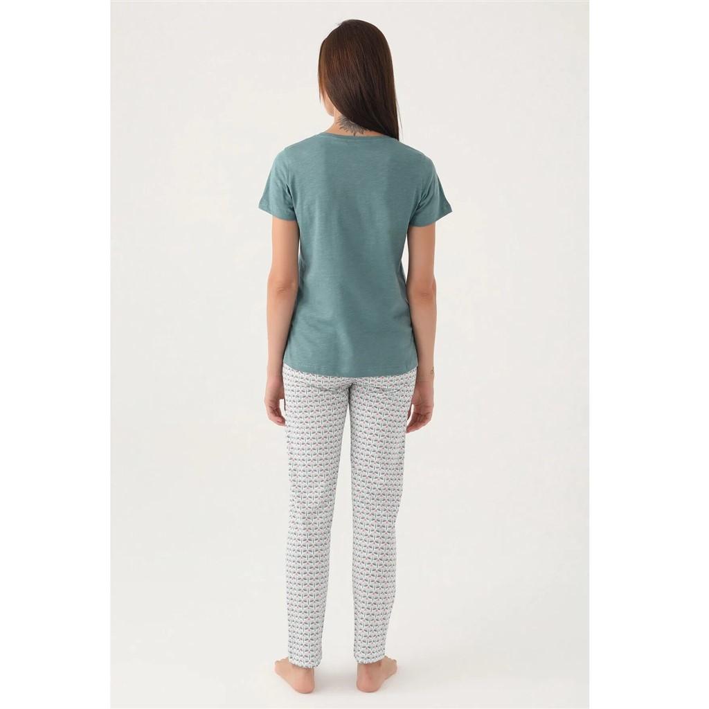 Arnetta Buttoned Collar 100% Cotton Women's Pajama Set