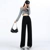 Comfortable Pear Shape Body Black Jeans Women Skinny Small People High Waist Straight Wide Leg Long Trousers Jeans for Women Long Denim Pants
