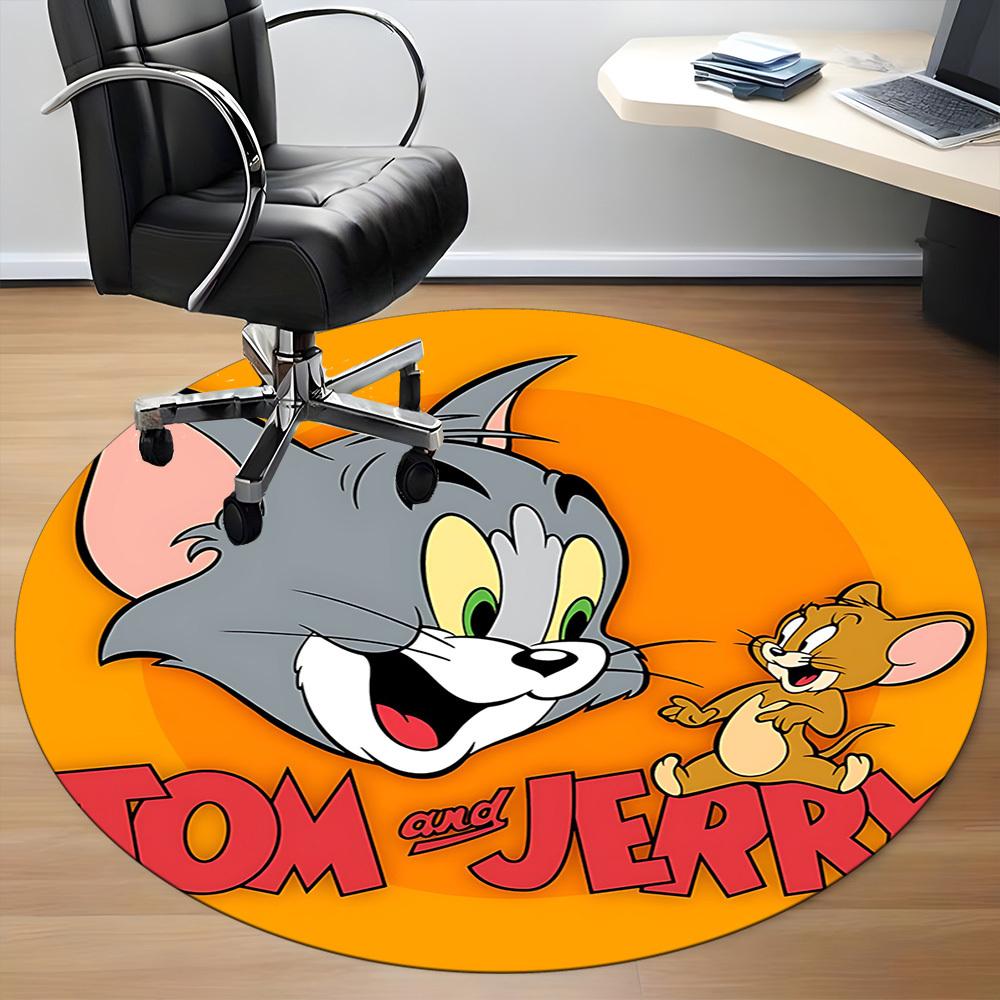 1pc Tom Jerry Office Round Area Rug,  Under Office Chairs Bedroom Living Room Home Decor A0926110