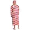 Heren Gestreept Lange Mouw Losse Lange Badjas Hoodie Pompon Sissy Nachtkleding Kerst Slaapset