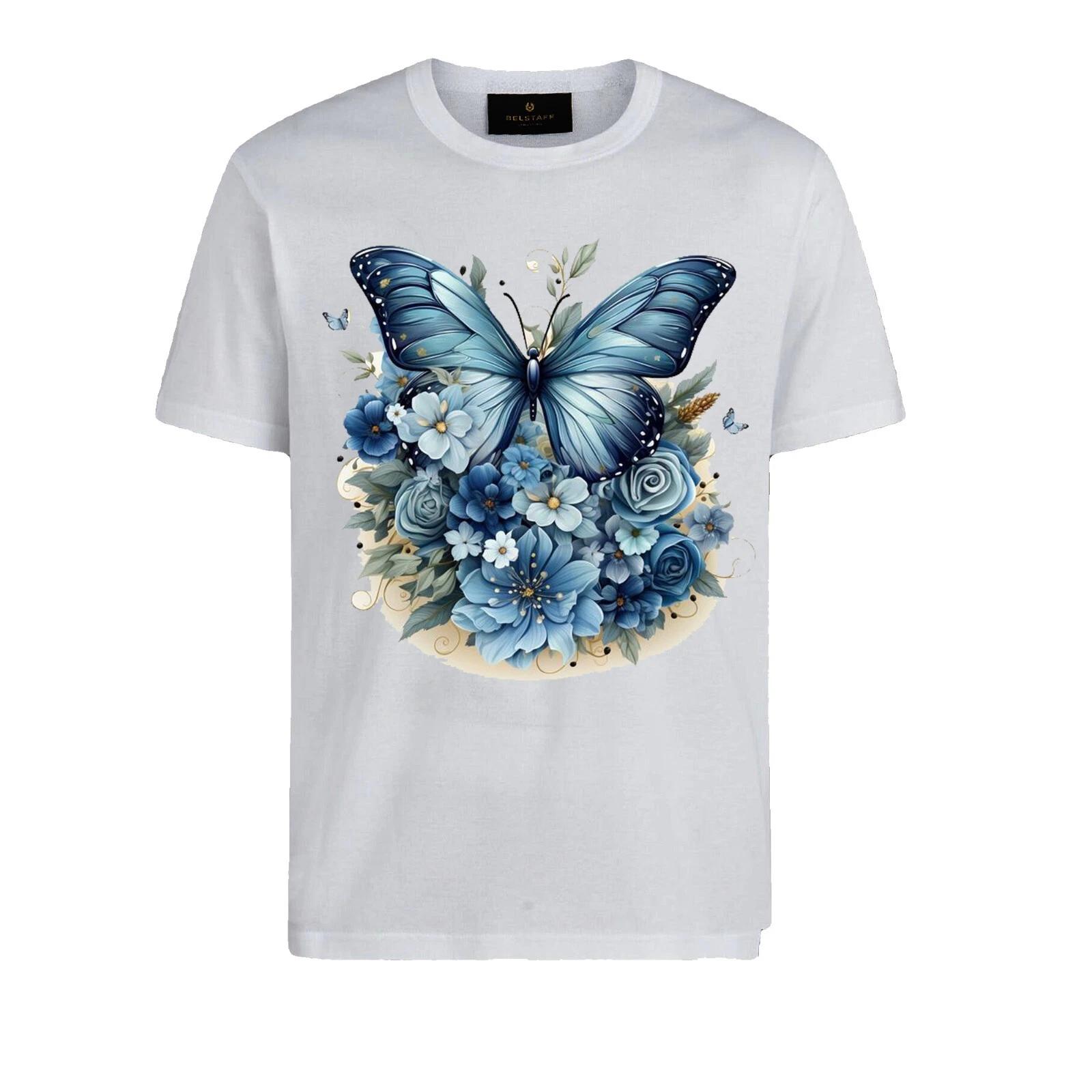 Blue Butterfly Sunflower Children s T-shirt Summer Children s Children s T Children s T-shirt Unisex Custom Tee Design 120