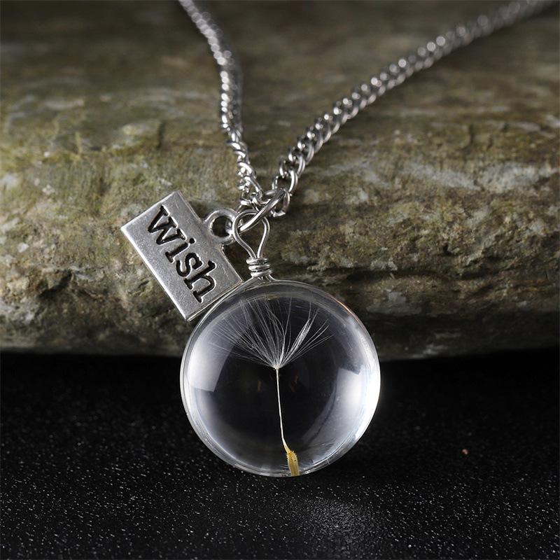 Dandelion Oval Crystal Glass Pendant Necklace - High-End Gemstone Jewelry