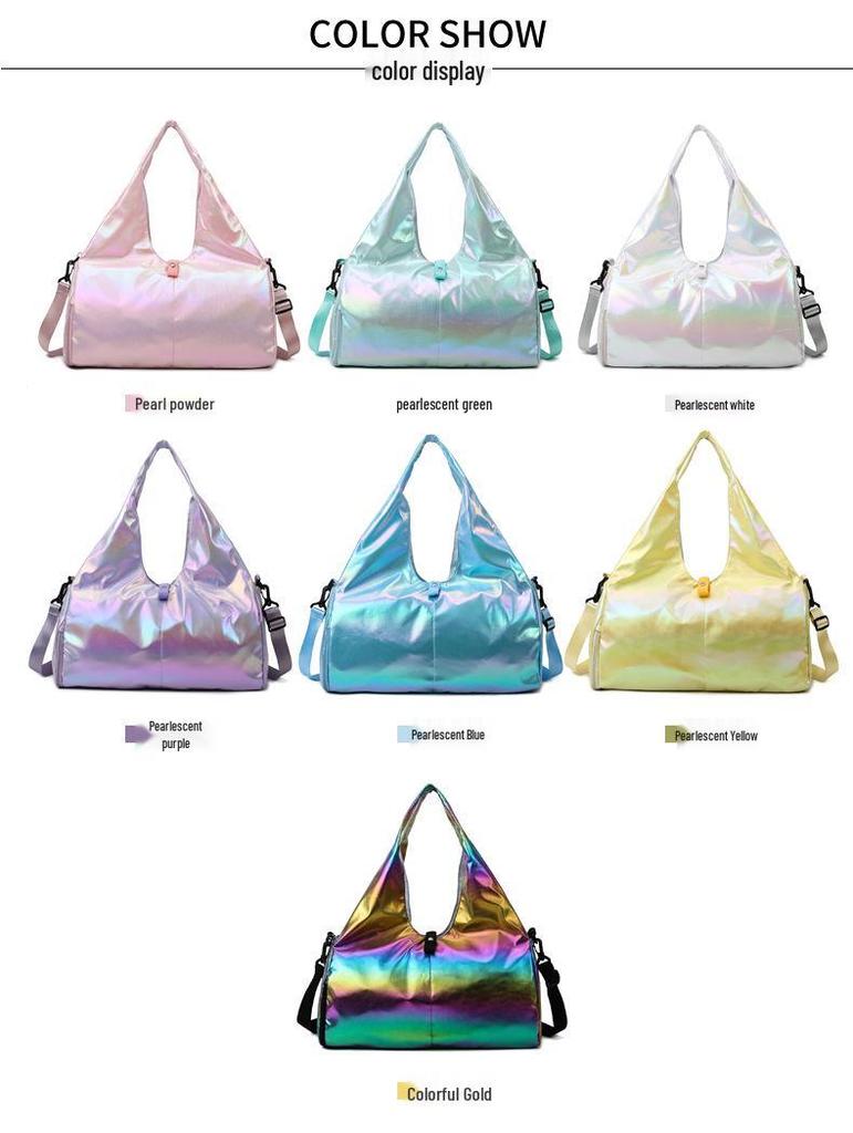 Holographic Laser Travel Bag: Wet/Dry Separation, Multifunctional Pearlescent Yoga & Fitness Luggage