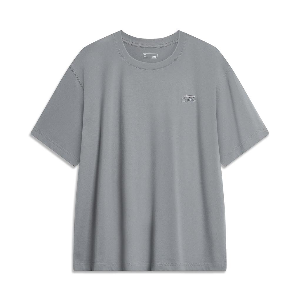 Li-Ning Comfortable Round Neck Casual Simple Loose Breathable Short Sleeve T-Shirt Men Tops Shadow-Gray AHSU627-5