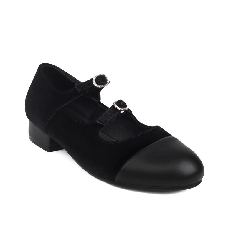 

Meotina/женские туфли Мэри Джейн на плоской подошве с круглым носком, перчатки с пряжкой, лаконичный дизайн, женская модная повседневная обувь, весна-осень, черный, синий 46 34 чёрный