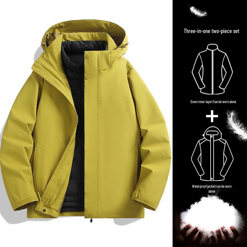Op maat Gemaakte Winddichte en Waterdichte Heren 3-in-1 Outdoor Jas met Logo Bedrukking voor Bedrijfs- en Teamkleding