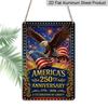 2D Flat Decorative 8×12 Inch Aluminum Plaque Metal Sign | America's 250th Anniversary (1776-2026): Bald Eagle & US Flag with Fireworks; A Celebration