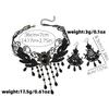 Dark Wind Premium Light Luxury Lace Wings Necklace Versatile Lace Fringed Pearl Earrings Set