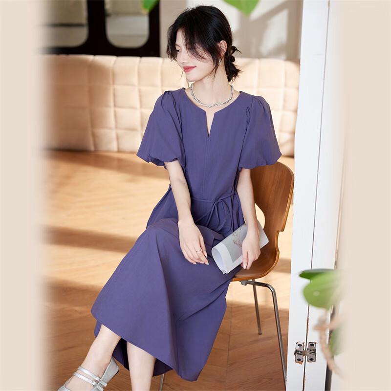 

French Elegant Lantern Sleeve A-Line Midi Dress XL