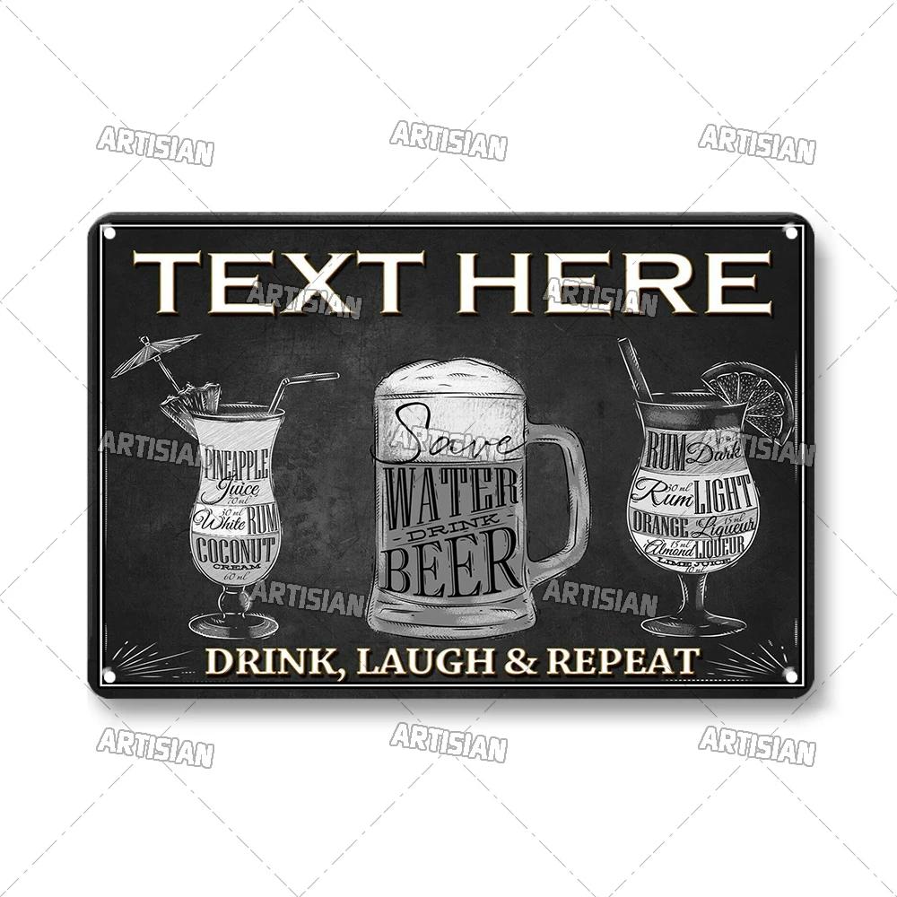 Mfoever Tin Sign Vintage Cocktail Recipe Metal Tin Sign Retro Bar Drink Menu Wall Art Decor for Pub Bar Man Cave Kitchen Rustic Iron Painting Pla