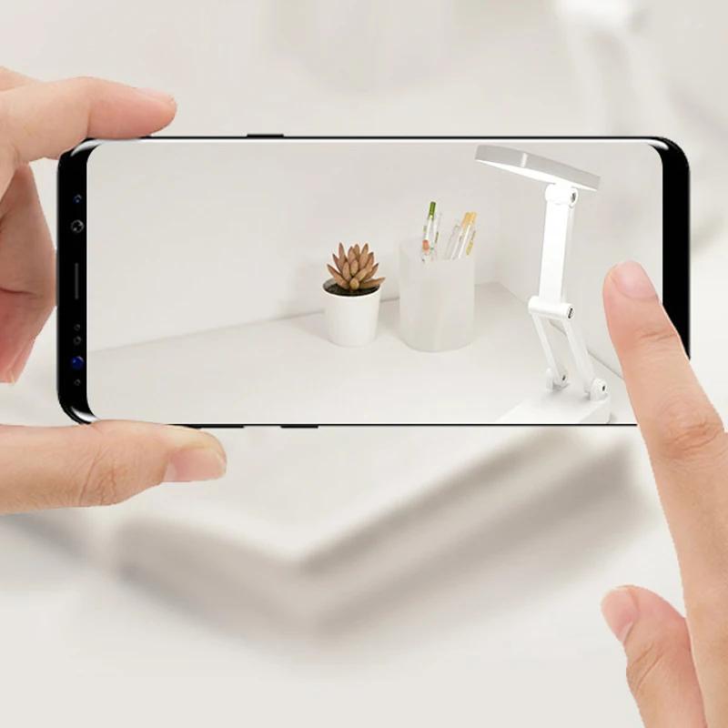 Folding LED Desk Lamp Bedside Bedroom Charging Night Light Eye Protection Stepless Dimming 3-Color Lighting Reading Table Lamps