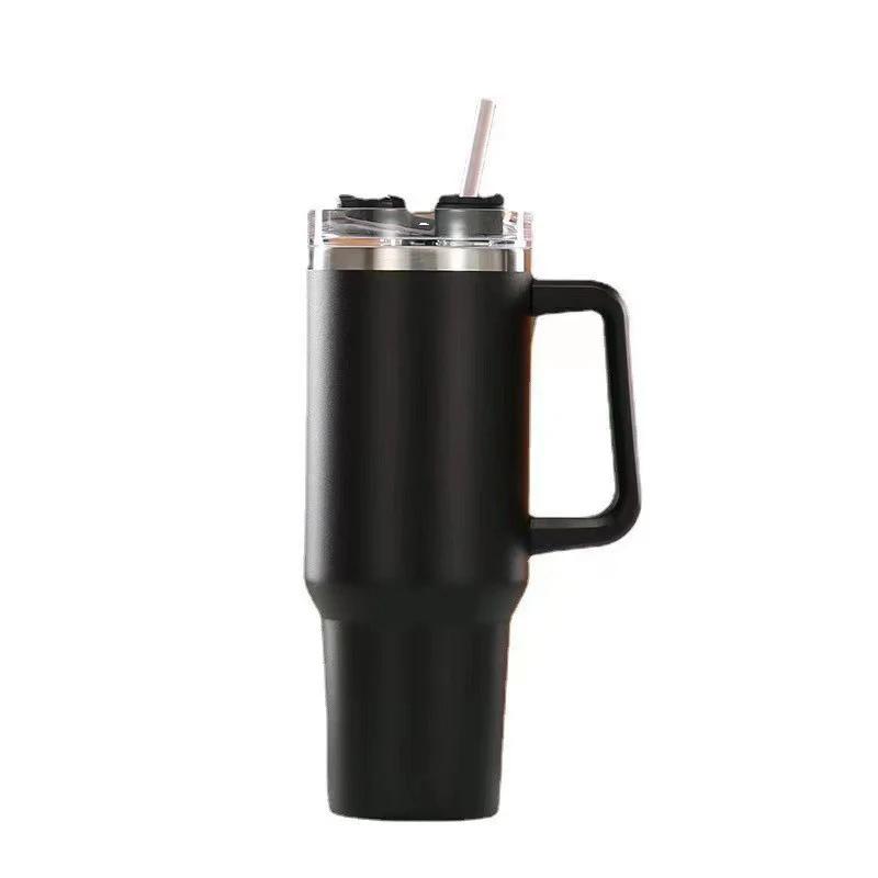 1200ML 304 Stainless Steel Insulated Water Bottle, Insulated Coffee Cart Cup, and Cold Cup, Vacuum Bottle with Handle Straw,