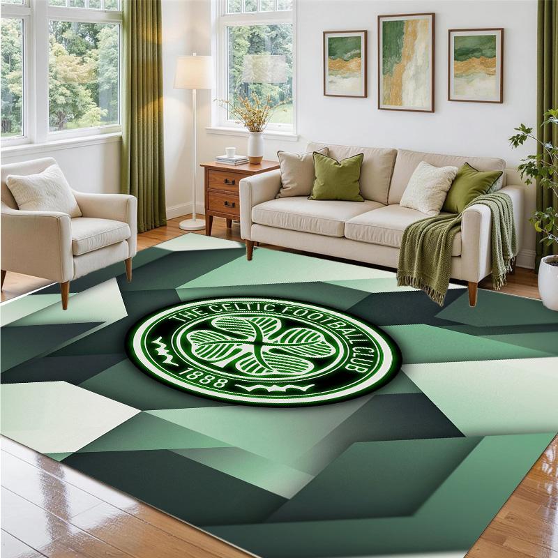 Celtic FC Design Crystal Velvet Rug Soft Decorative Mat for Bedroom Entrance