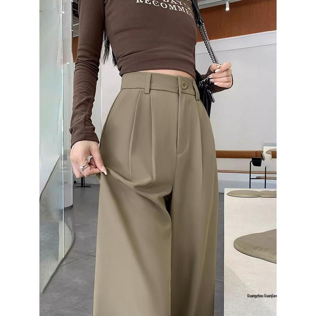 Women's High-Waist Casual Straight-Leg Suit Pants - Versatile Spring/Autumn Style