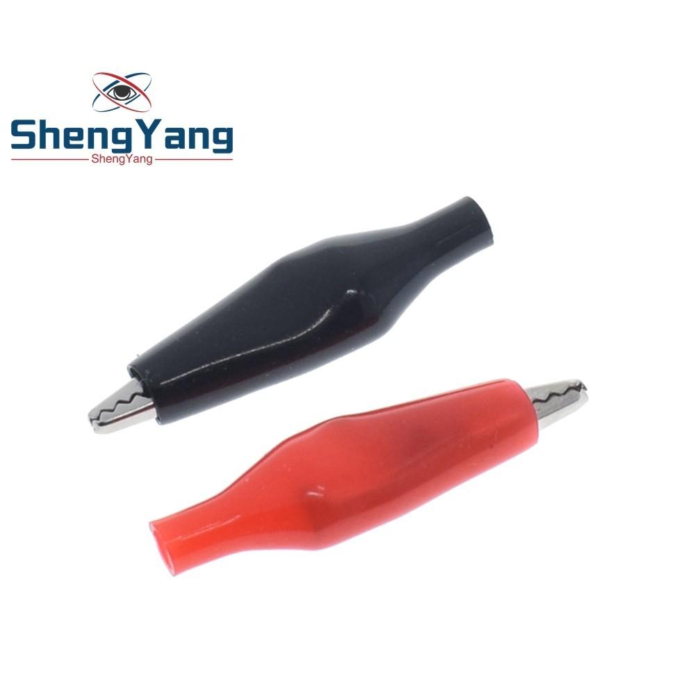 28MM Metal Alligator Clip G98 Crocodile Electrical Clamp for Testing Probe Meter Black and Red with Plastic Boot Rated