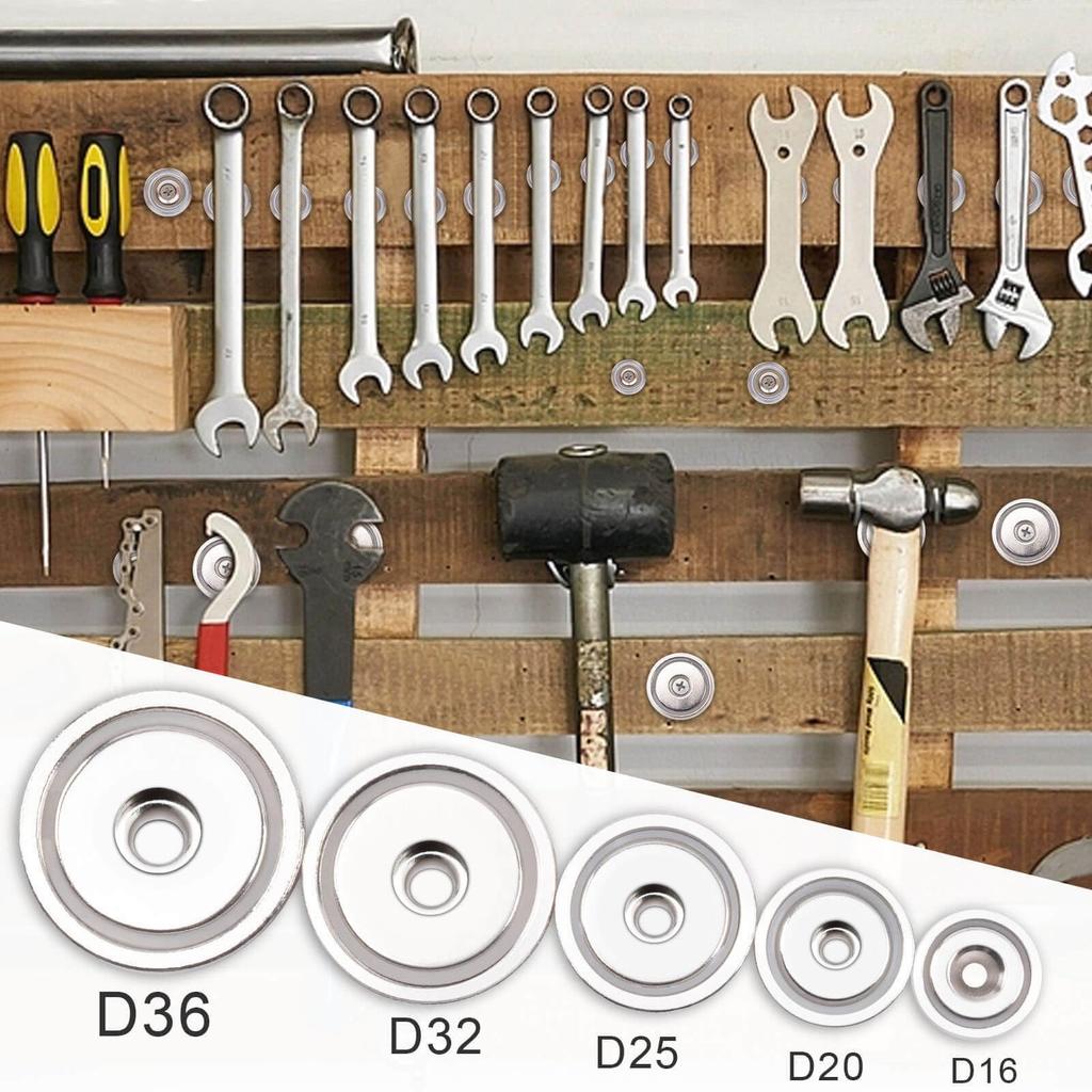 8 Powerful Neodymium Super 35kg Load Waterproof and 32mm 5mm Countersunk Round Neodymium Magnets for and Industrial Wall Mounting Magnets, Strong,