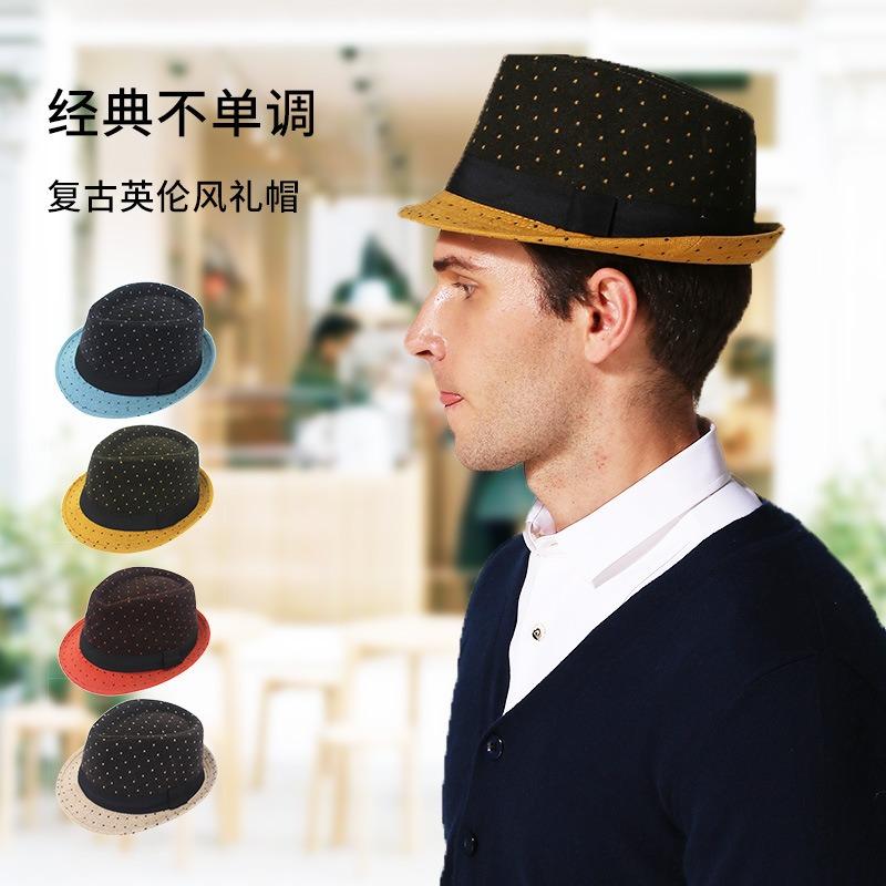 Jazz Hat Retro Woolen Solid Color Top Hat Men's and Women's Curled Edge Couple's Dad Hat Felt Hat
