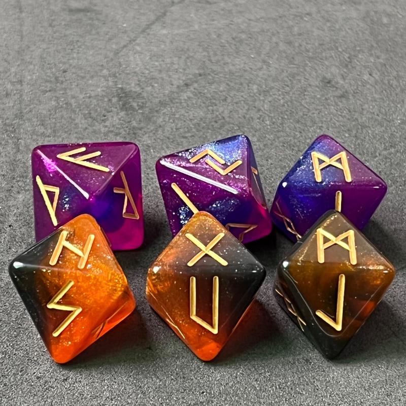 3Pcs/set Rune Dice 8-sided Colored Polyhedral Dice Constellation Mysterious Erudite Luck Dice for Party Playing Cards Board Game