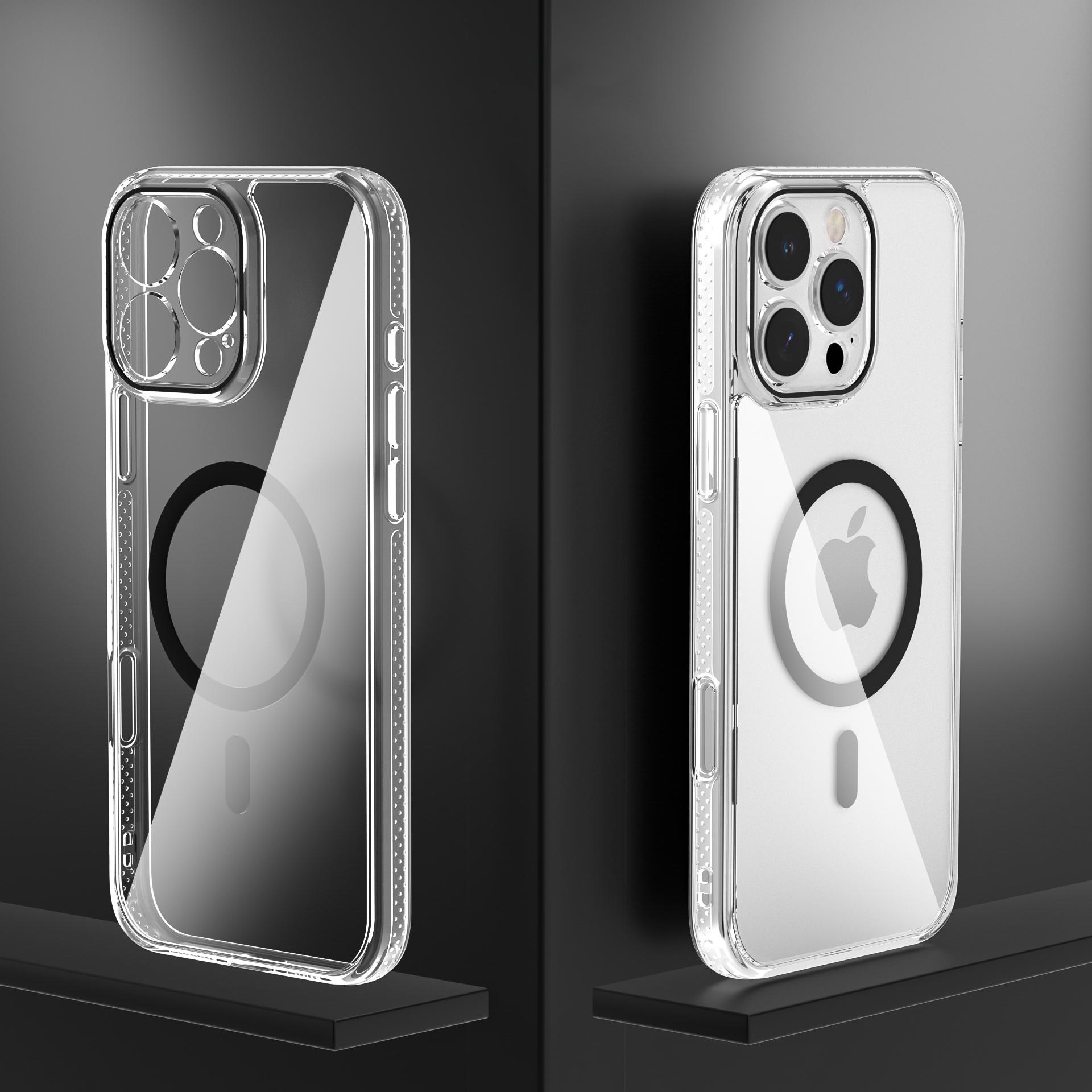 

For iPhone 16 Pro Case Crystal Clear TPU+PC Protective Cover Compatible with MagSafe Black