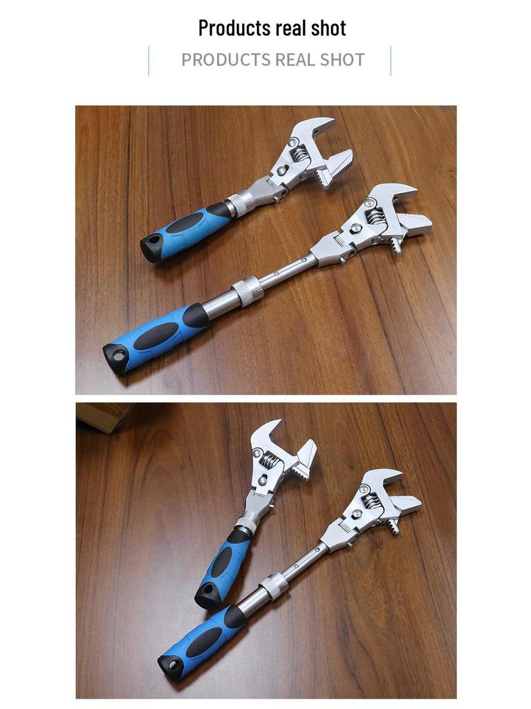 10-Inch Extendable 5-in-1 Multifunctional Ratchet Wrench for Plumbing and Air Conditioning