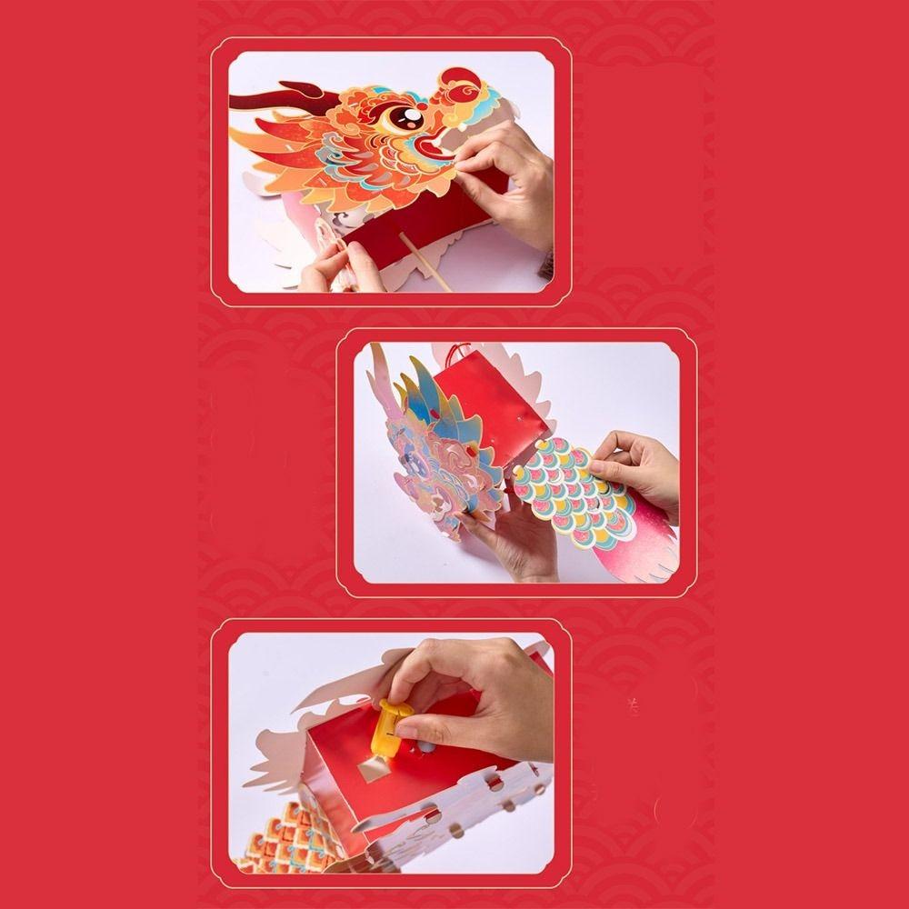 Chinese Style Dragon Head Lantern Glowing Luminous Handheld Lanterns DIY Lantern  Kids Gifts
