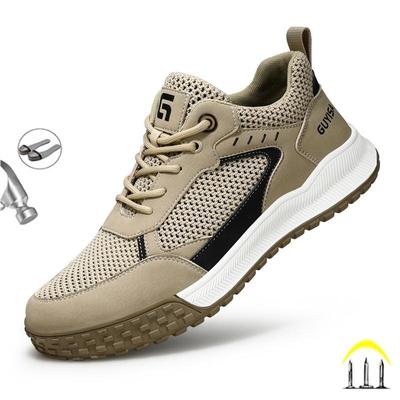 Men Safety Work Breathable Shoes Steel Toe Man Work Boots Mesh Upper Work Sneakers Puncture-Proof Lightweight Safety Shoes