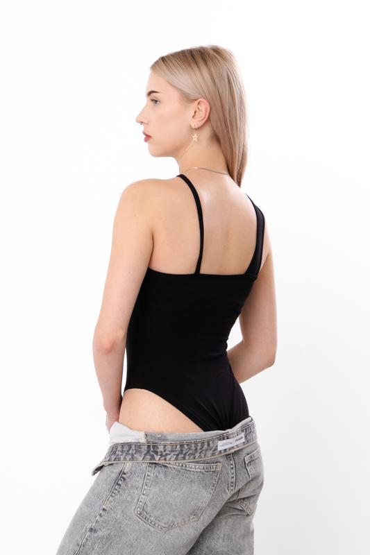 Women's One-Shoulder Bodysuit – Soft Stretch Fulara, Asymmetric Neckline, Sexy & Stylish Summer 3421-036 HC